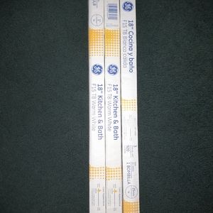 GE 18" f15 t8 warm white 920 lumens 15 watts, 3000k, 3 year life, 1" diameter